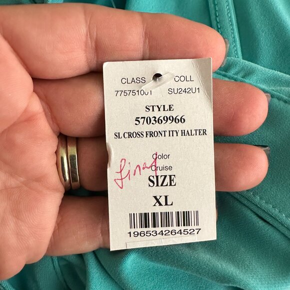 NWT White House Black Market Sleeveless Cross Front Halter Top Cruise XL #WHBM34 - Picture 6 of 9